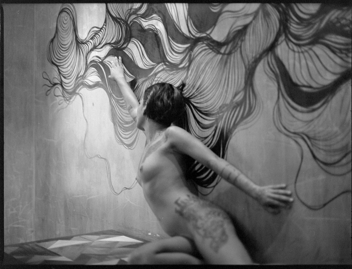 Nude women shot on black and white film