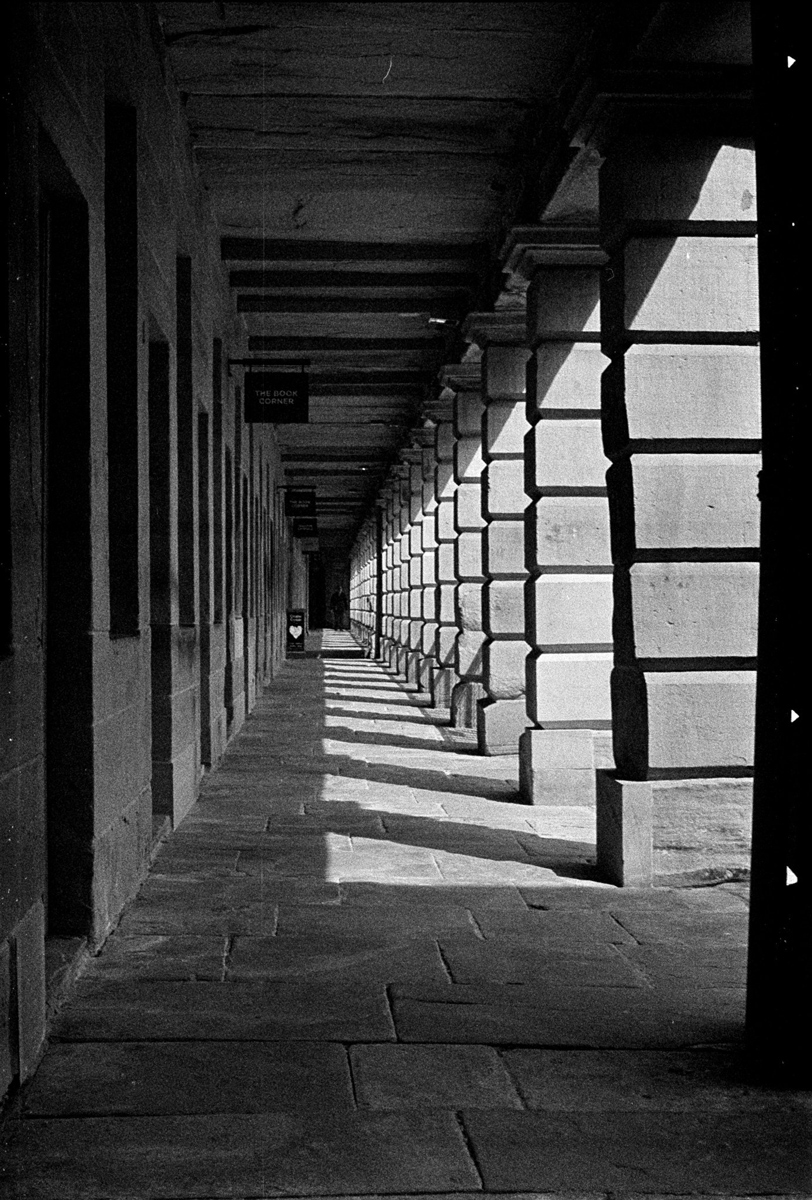 Friday Favourites #themefree. Black and white image of a view looking down a street.