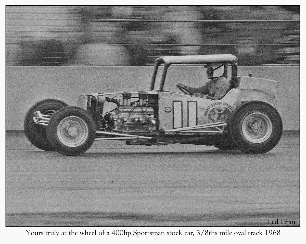 Crombie McNeill. Black and white shot of a old fashioned racing car