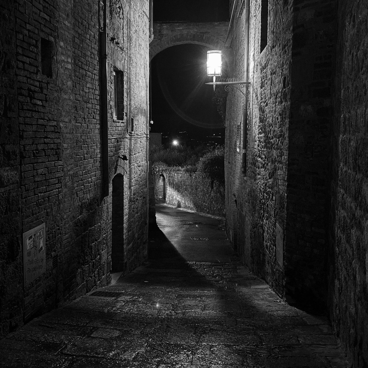 Friday Favourites. Black and white night time shot of a street.