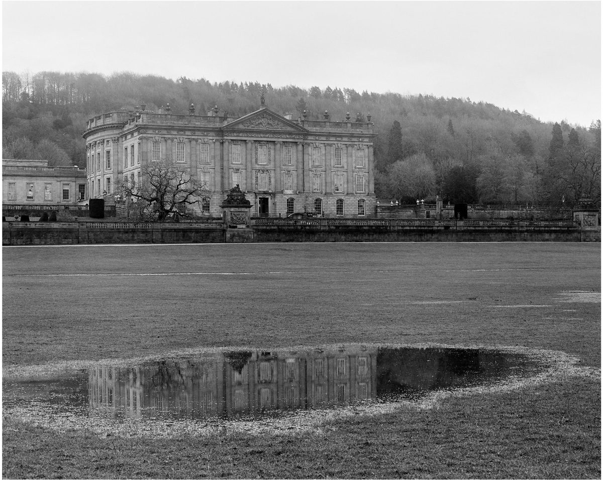 Friday Favourites #themefree. Black and white image of an old manor house in the countryside.