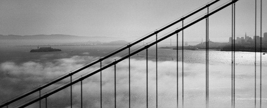 Friday Favourites. Black and white panoramic bridge shot.