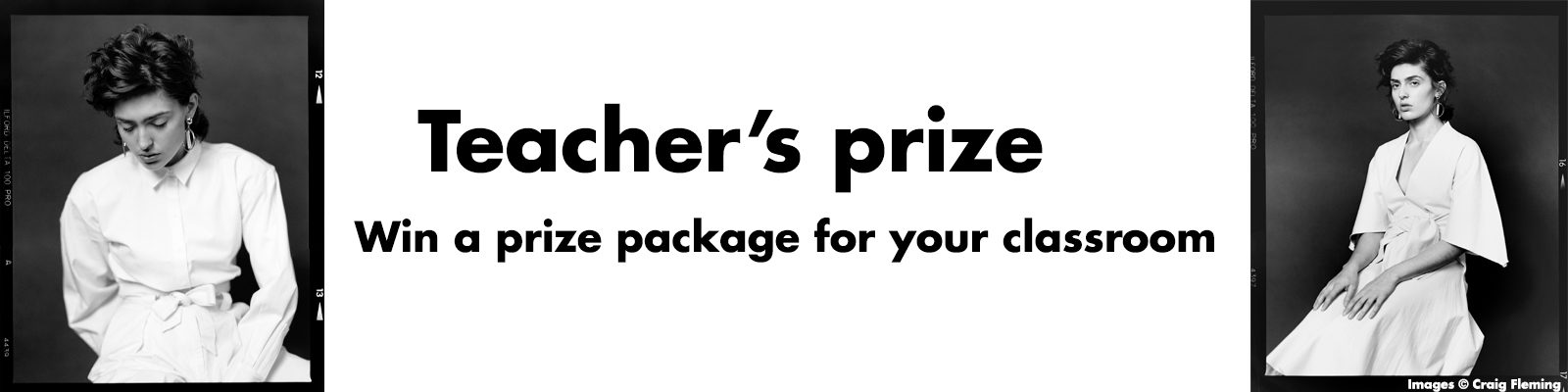 Banner advertising us contest teachers prize for ILFORD Photo USA Student film photography contest.