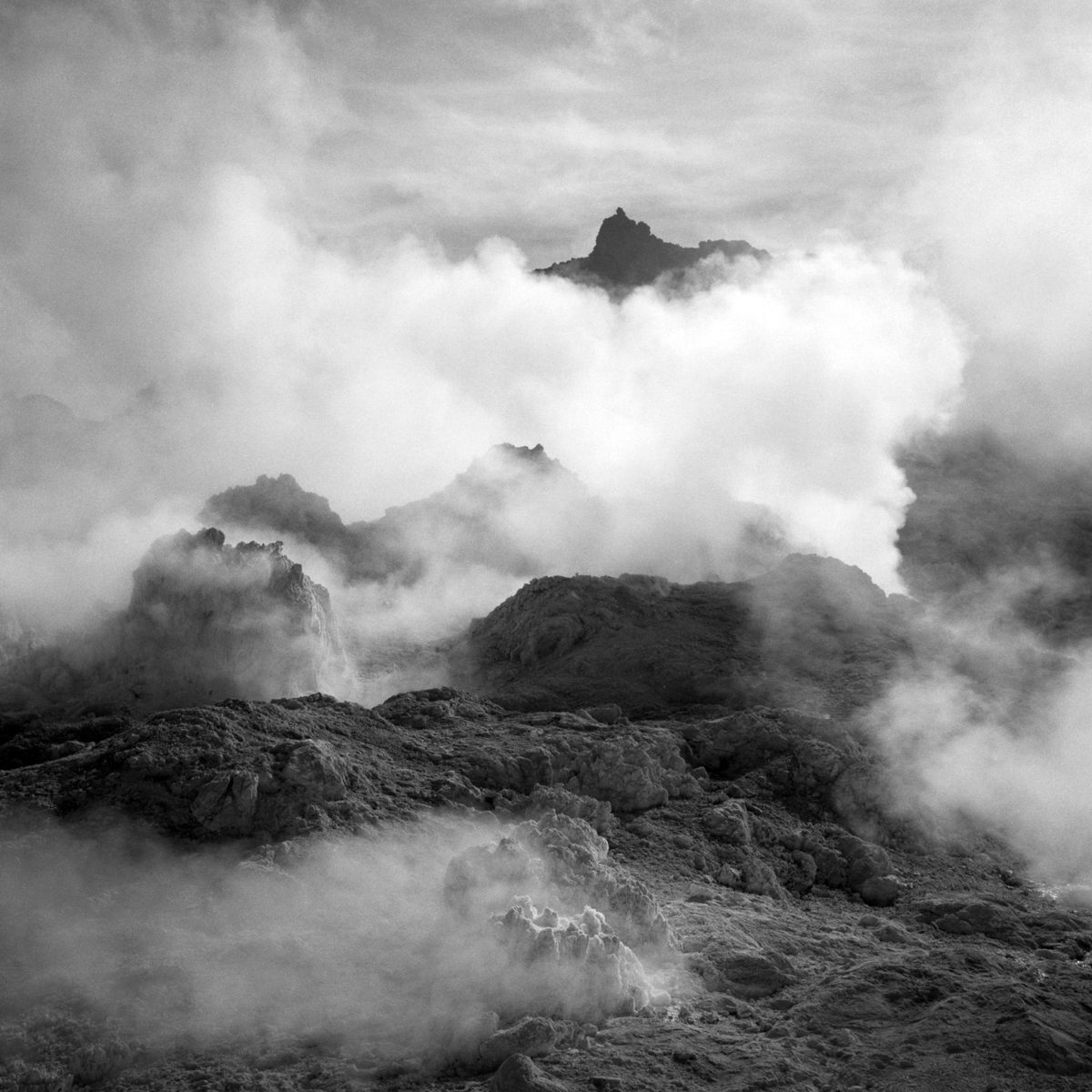 Friday Favourites #febondp400. Black and white picture of cloudy mountains.