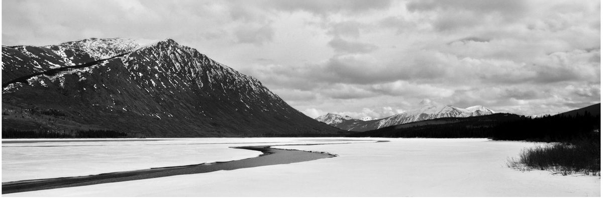 Black and white panoramic landscape shot